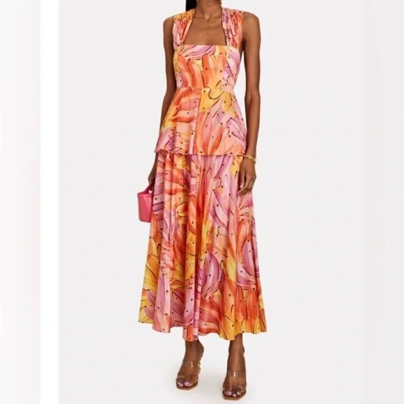 🍍FARM RIO Pink Ombre Bananas Cross Back Maxi Dress - Picture 6 of 16